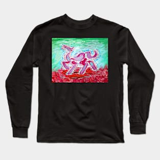 Abstract Horse Acrylic Painting - Berry Variant Long Sleeve T-Shirt